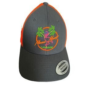 Miami Mango Authentic Yupoong SnapBack Mesh Orange Trucker Hat Adult Adjustable‎